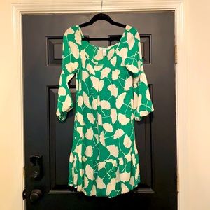 DIANE VON FURSTENBERG GREEN & WHITE GINGKO DRESS